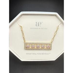 Bomb Party GOLD Rose Quartz CZ Five Free Spirits Paperclip chain necklace